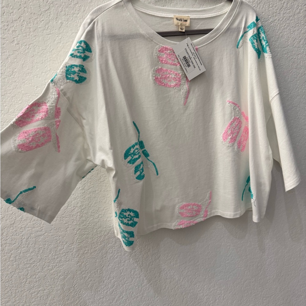 Peach Love California Sequin Cowgirl Boot T-Shirt - Picture 2 of 5
